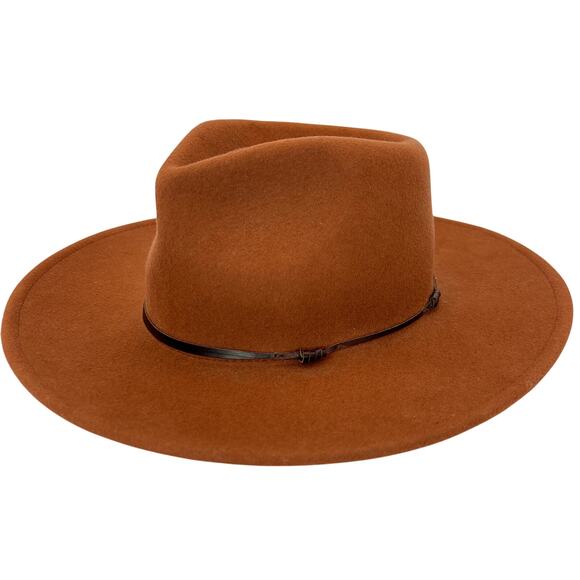 Wyeth by Todd Magill Accessories - Wyeth 100% Wool Rust Orange London Panama Hat Leather Band Western